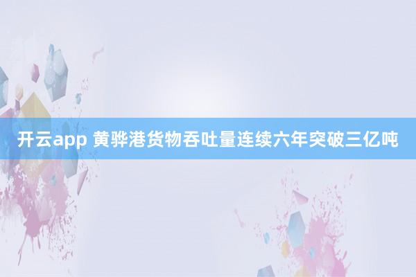 开云app 黄骅港货物吞吐量连续六年突破三亿吨