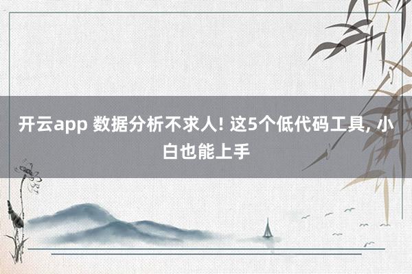开云app 数据分析不求人! 这5个低代码工具， 小白也能上手