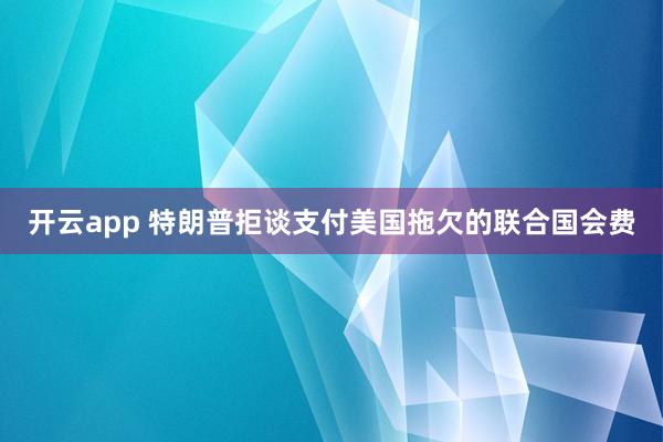 开云app 特朗普拒谈支付美国拖欠的联合国会费