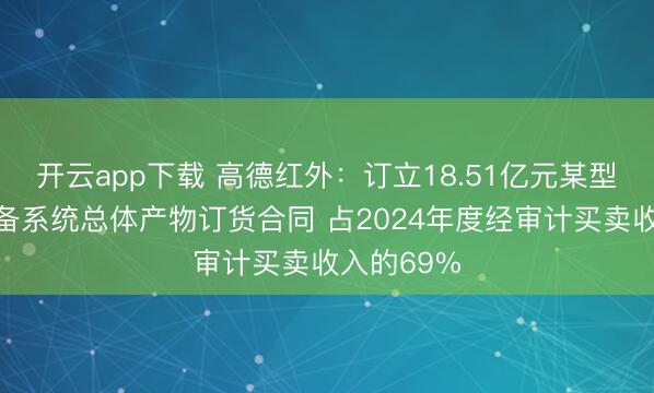 开云app下载 高德红外：订立18.51亿元某型号完治装备系统总体产物订货合同 占2024年度经审计买卖收入的69%