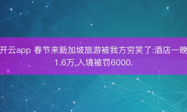 开云app 春节来新加坡旅游被我方穷笑了:酒店一晚1.6万，入境被罚6000.